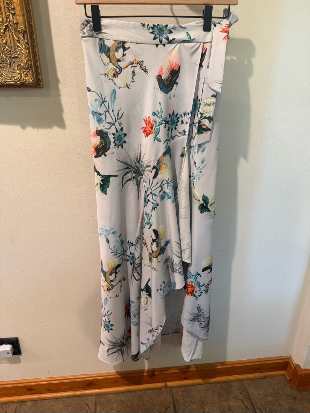 Context Midi Skirt with Multicolor Bird & Floral Print